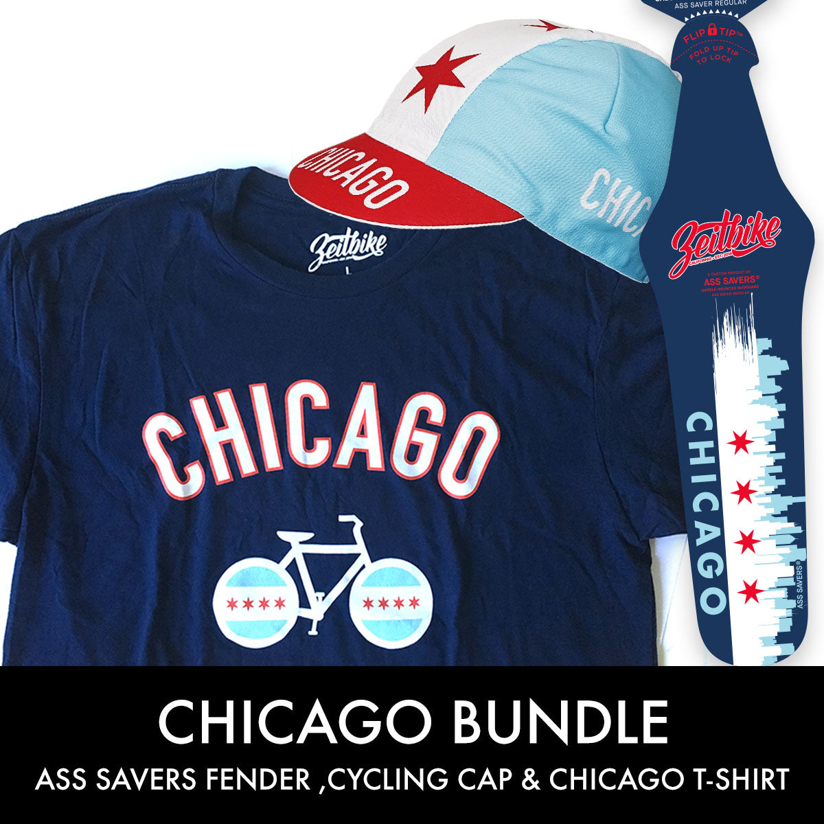 Chicago Value Bundle (T-Shirt, Cycling Cap, & Ass Savers)